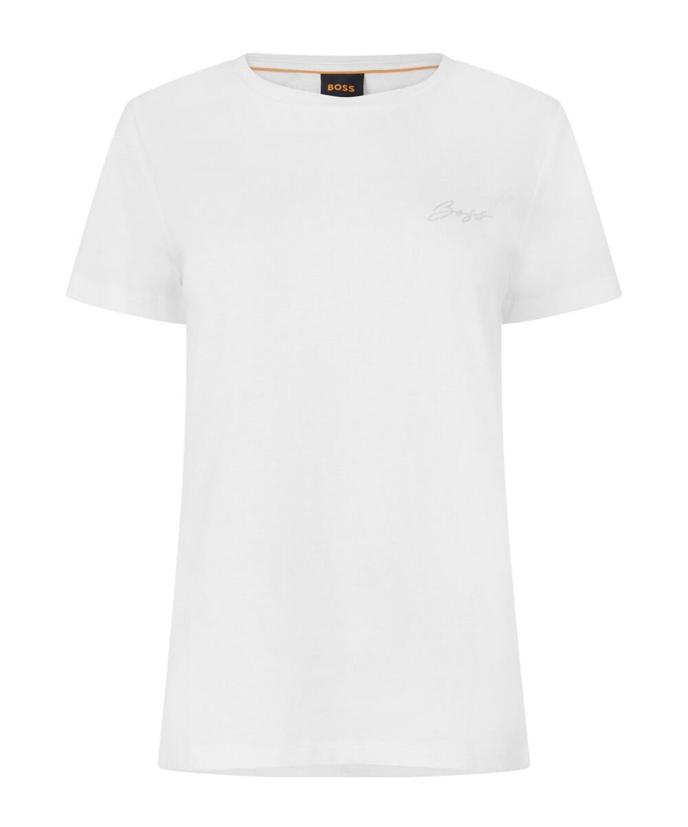 HUGO BOSS Orange Women's Script Logo T-Shirt in Natural White